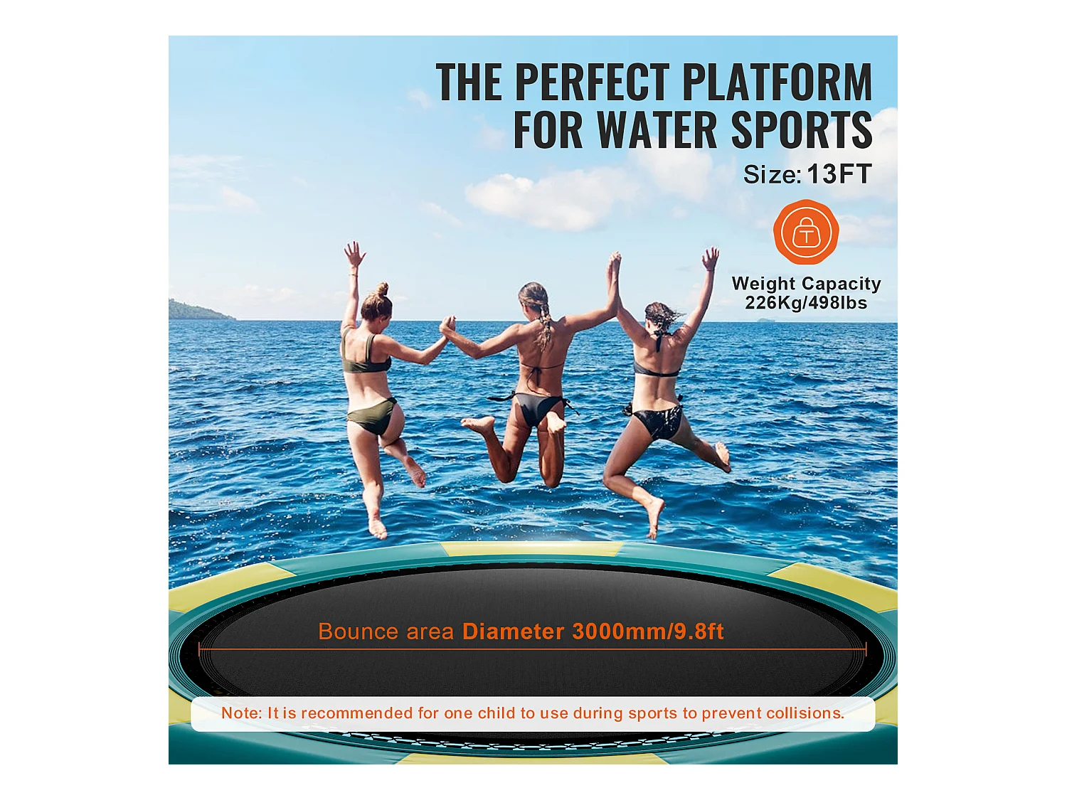 Trampoline Aquatique Gonflable SucceBuy, 415 cm, Plate-forme de Natation pour Piscine et Lac