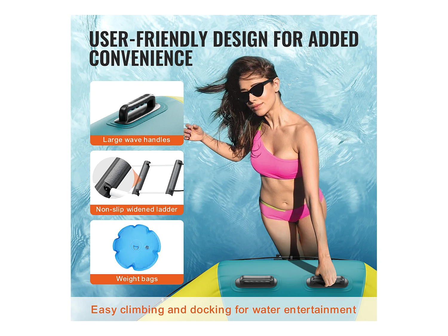 Trampoline Aquatique Gonflable SucceBuy, 415 cm, Plate-forme de Natation pour Piscine et Lac