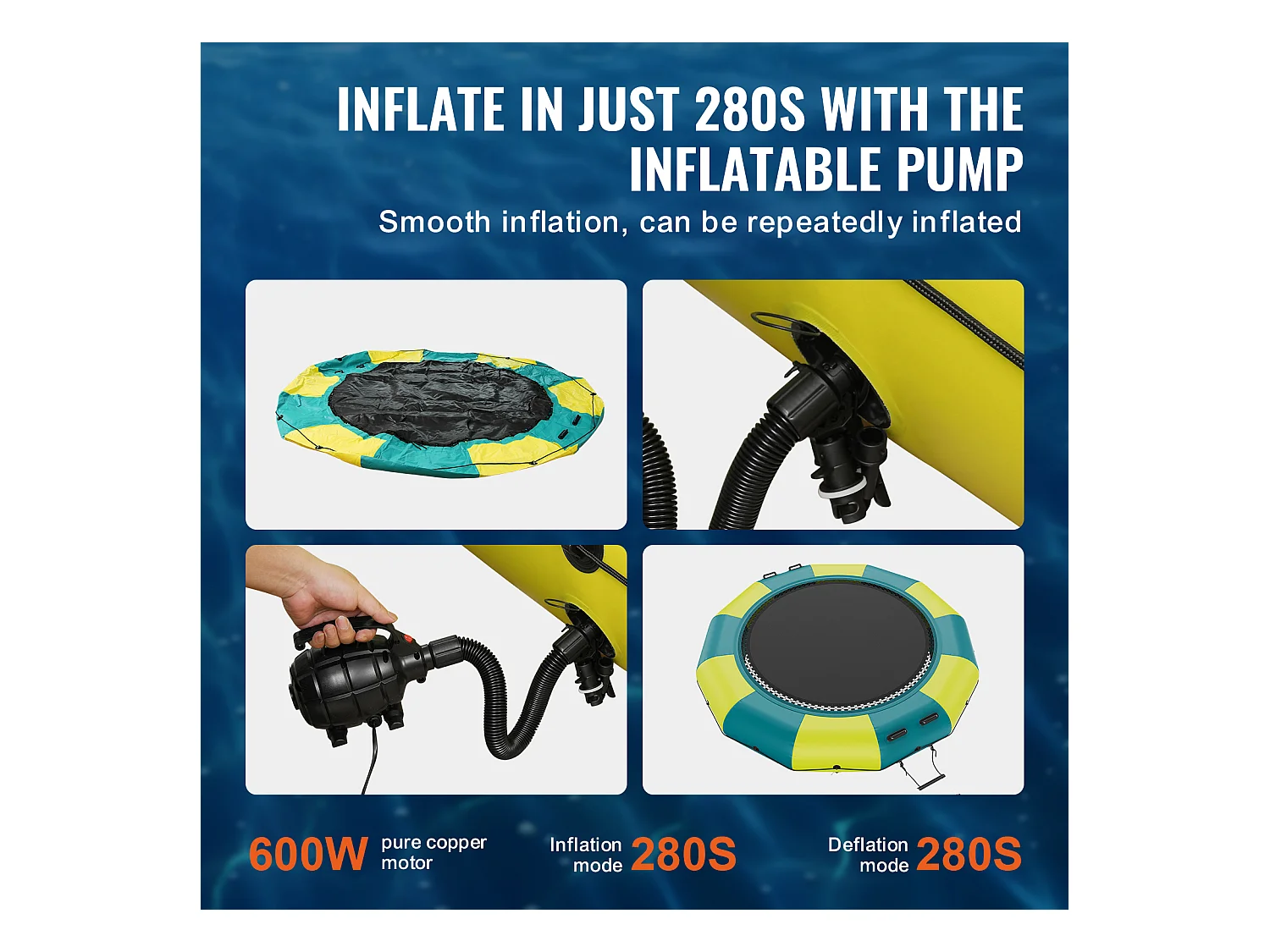 Trampolín Acuático Inflable SucceBuy, 415 cm, Plataforma de Natación para Piscinas y Lagos