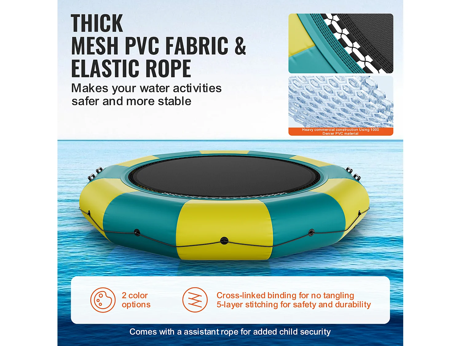 Trampoline Aquatique Gonflable SucceBuy, 415 cm, Plate-forme de Natation pour Piscine et Lac