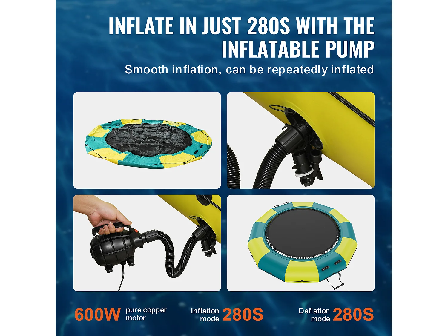 Trampoline Aquatique Gonflable SucceBuy, 415 cm, Plate-forme de Natation pour Piscine et Lac