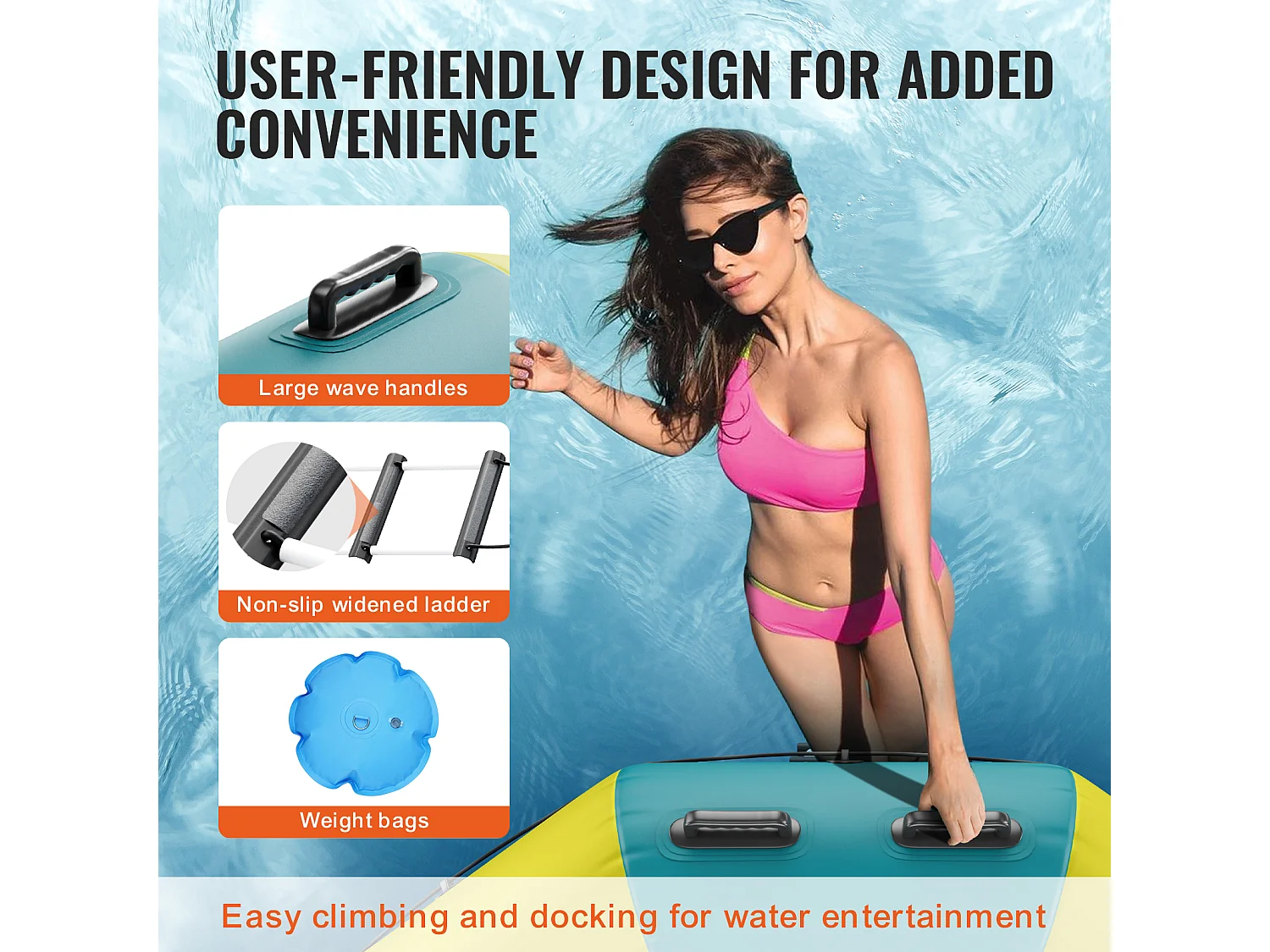 Trampoline Aquatique Gonflable SucceBuy, 415 cm, Plate-forme de Natation pour Piscine et Lac