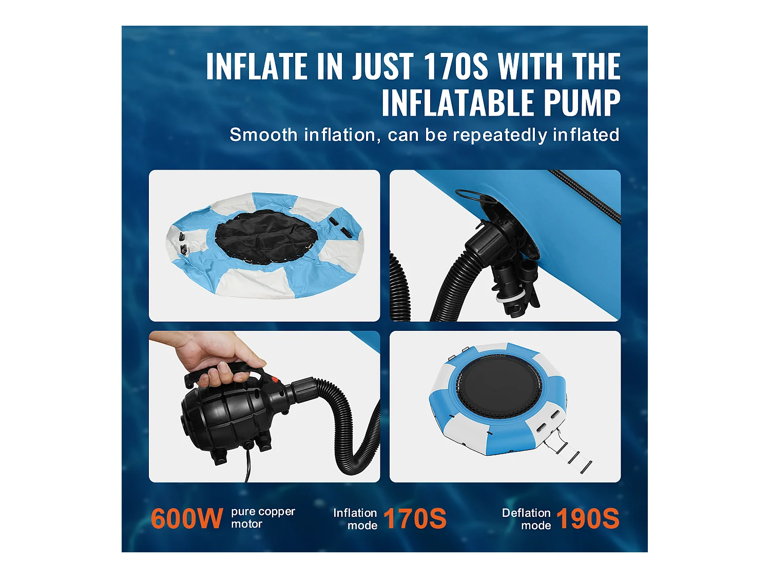 Trampoline Aquatique Gonflable SucceBuy, 310 cm, Plate-forme de Natation pour Piscine et Lac