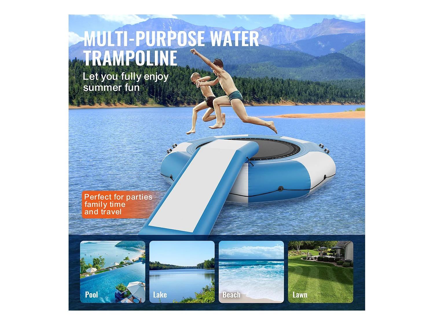 Trampoline Aquatique Gonflable SucceBuy, 310 cm, Plate-forme de Natation pour Piscine et Lac