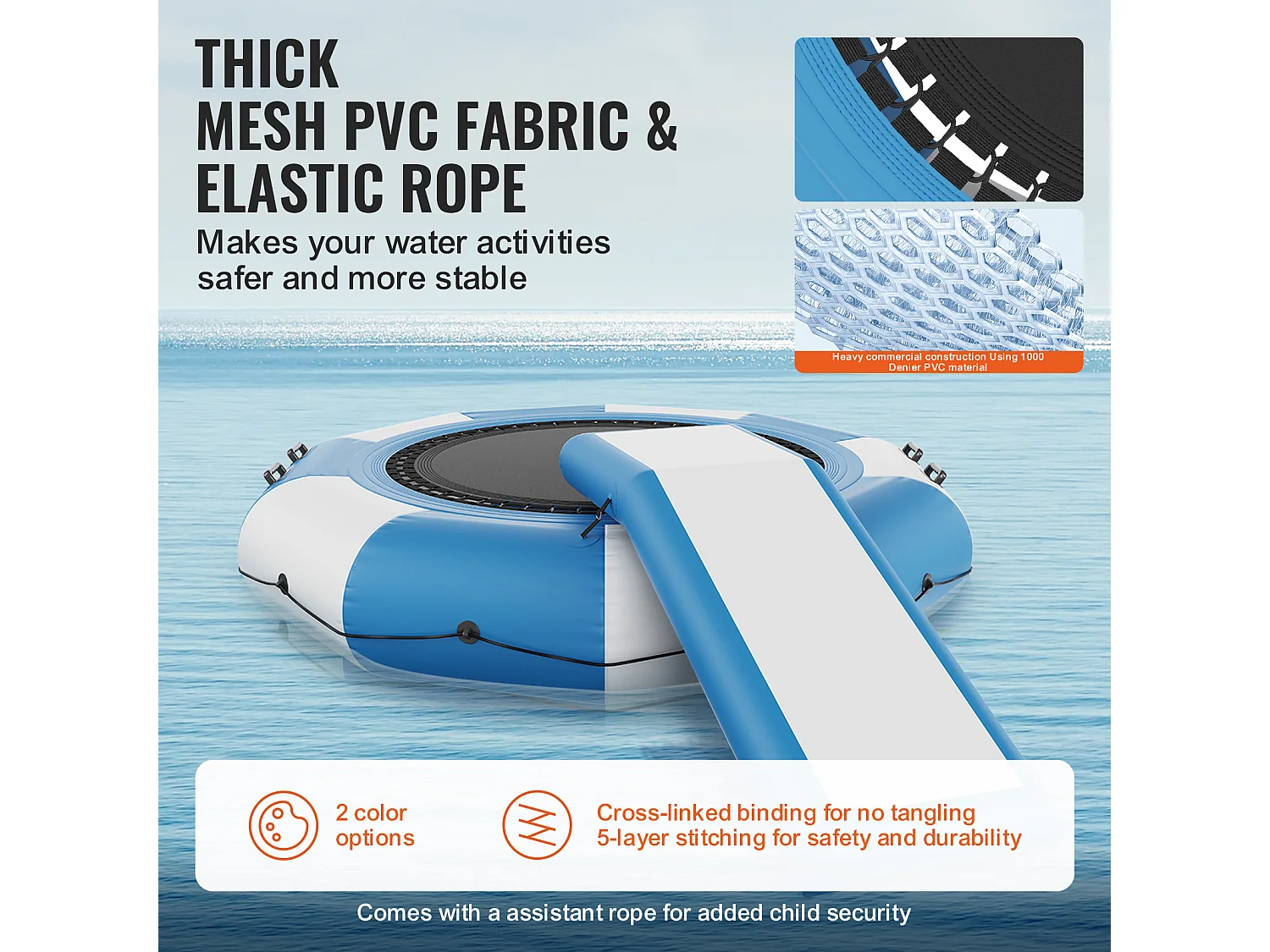 Nadmuchiwana Trampolina Wodna SucceBuy, 310 cm, Platforma Pływacka do Basenu i Jezior