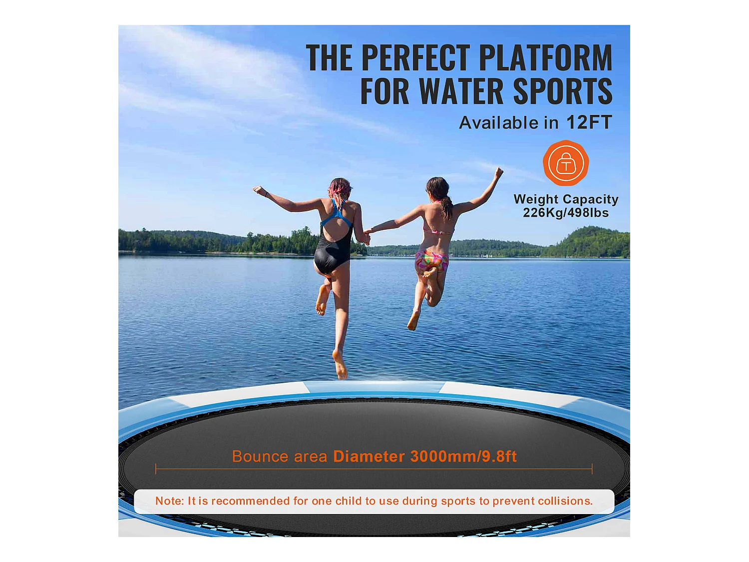 Trampoline Aquatique Gonflable SucceBuy, 415 cm, Plate-forme de Natation pour Piscine et Lac