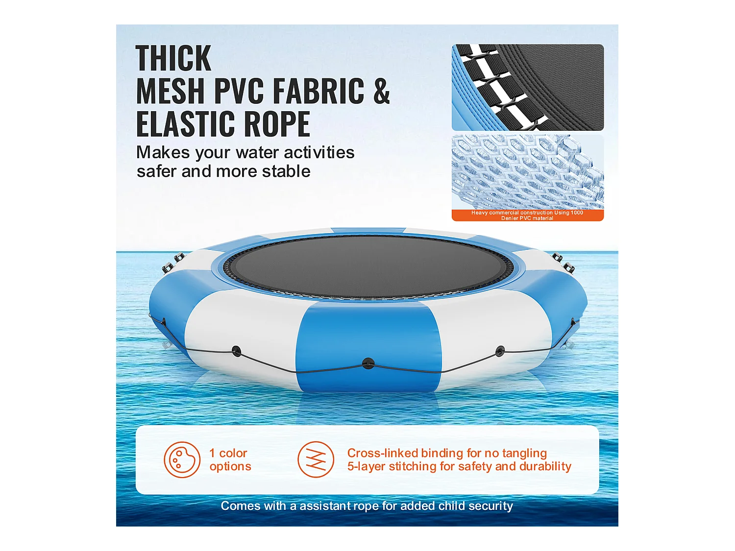 Trampoline Aquatique Gonflable SucceBuy, 415 cm, Plate-forme de Natation pour Piscine et Lac