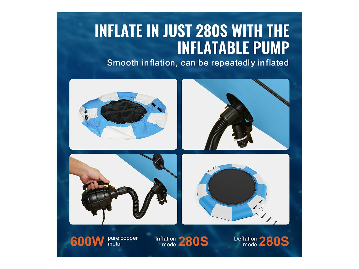 Trampoline Aquatique Gonflable SucceBuy, 415 cm, Plate-forme de Natation pour Piscine et Lac