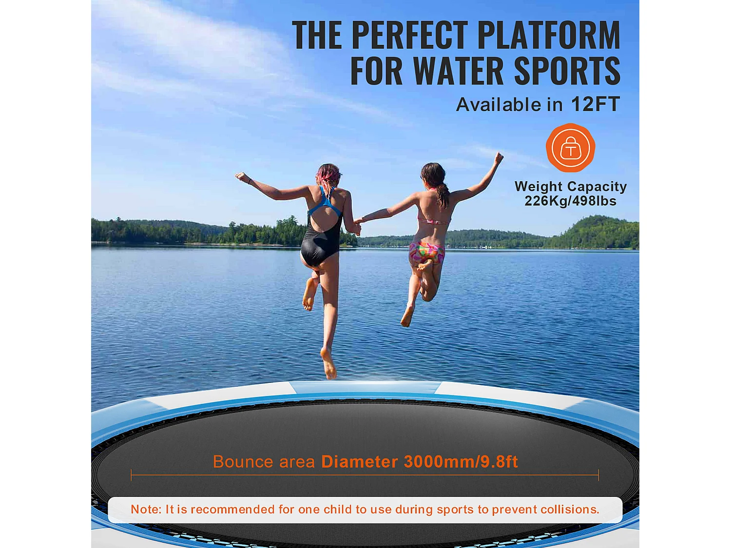 Trampoline Aquatique Gonflable SucceBuy, 415 cm, Plate-forme de Natation pour Piscine et Lac