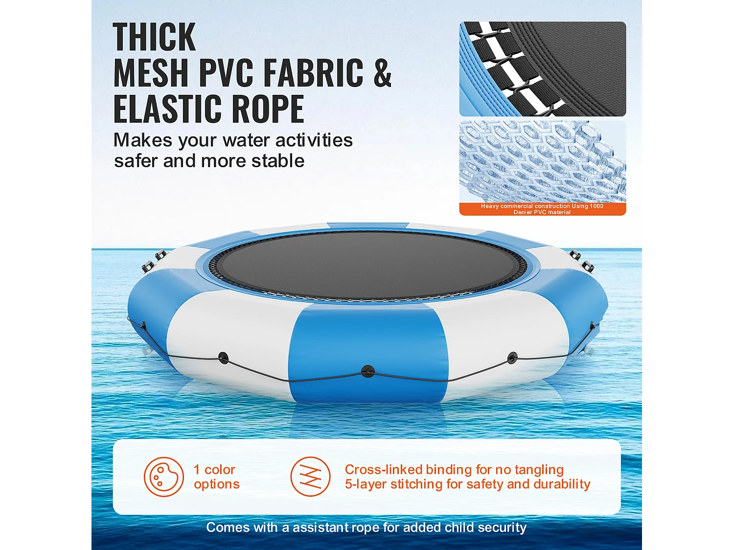 Trampoline Aquatique Gonflable SucceBuy, 415 cm, Plate-forme de Natation pour Piscine et Lac