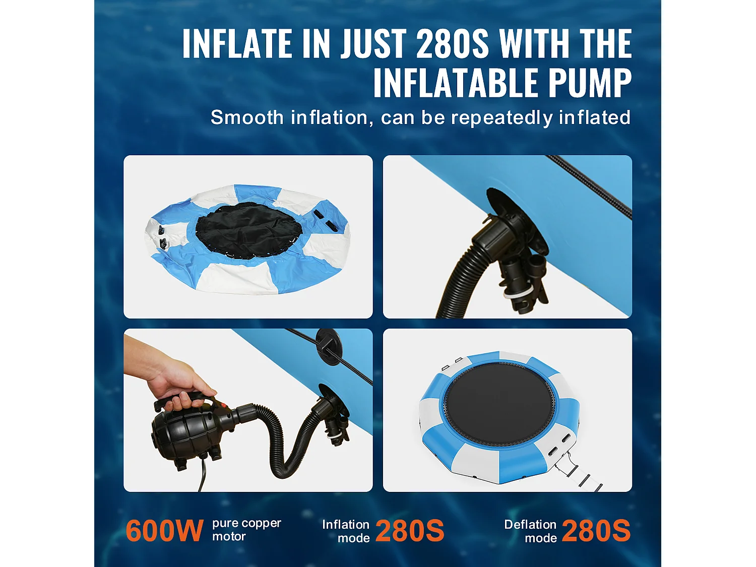 Trampoline Aquatique Gonflable SucceBuy, 415 cm, Plate-forme de Natation pour Piscine et Lac