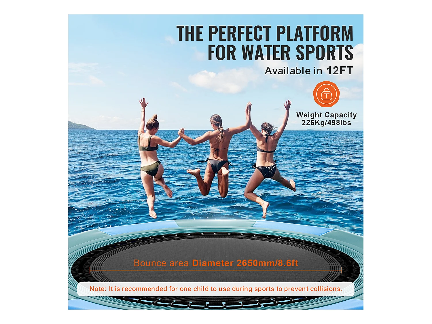 Trampoline Aquatique Gonflable SucceBuy, 367 cm, Plate-forme de Natation pour Piscine et Lac