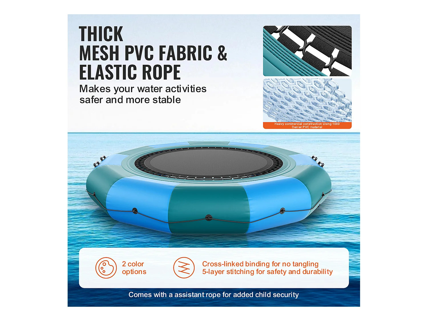 Trampoline Aquatique Gonflable SucceBuy, 367 cm, Plate-forme de Natation pour Piscine et Lac