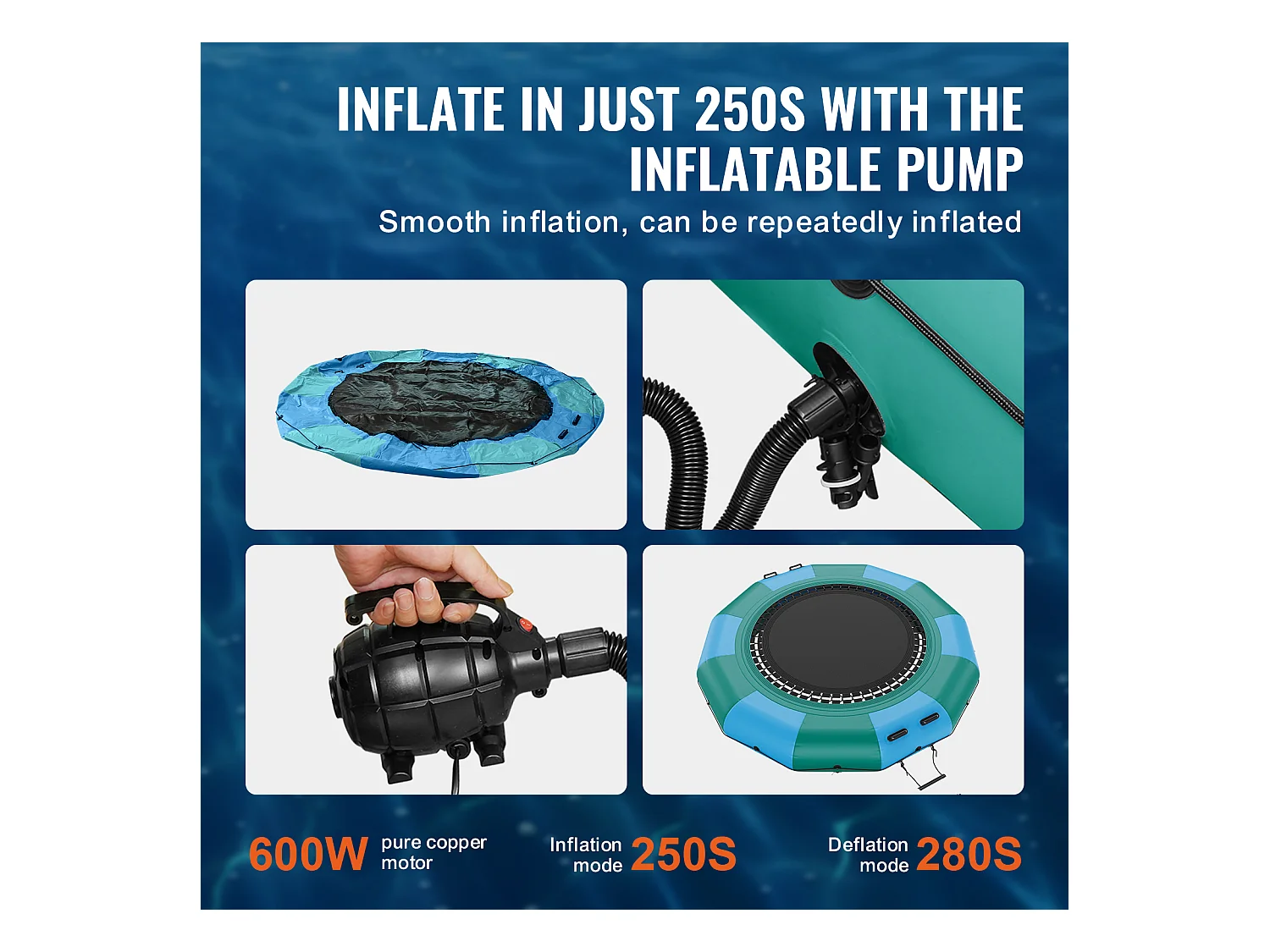 Trampoline Aquatique Gonflable SucceBuy, 367 cm, Plate-forme de Natation pour Piscine et Lac