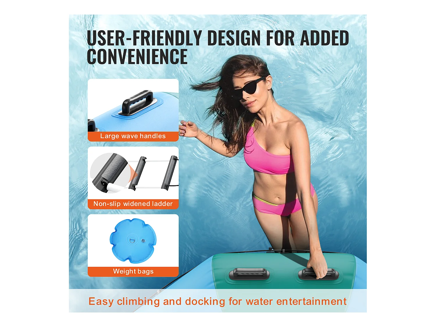 Trampoline Aquatique Gonflable SucceBuy, 367 cm, Plate-forme de Natation pour Piscine et Lac