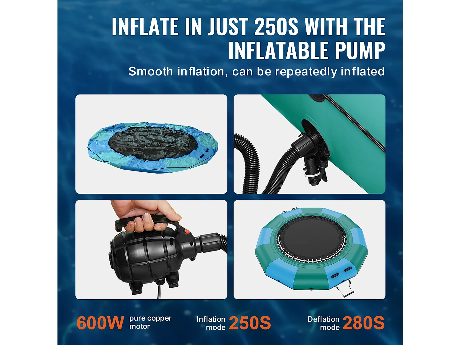 Trampoline Aquatique Gonflable SucceBuy, 367 cm, Plate-forme de Natation pour Piscine et Lac