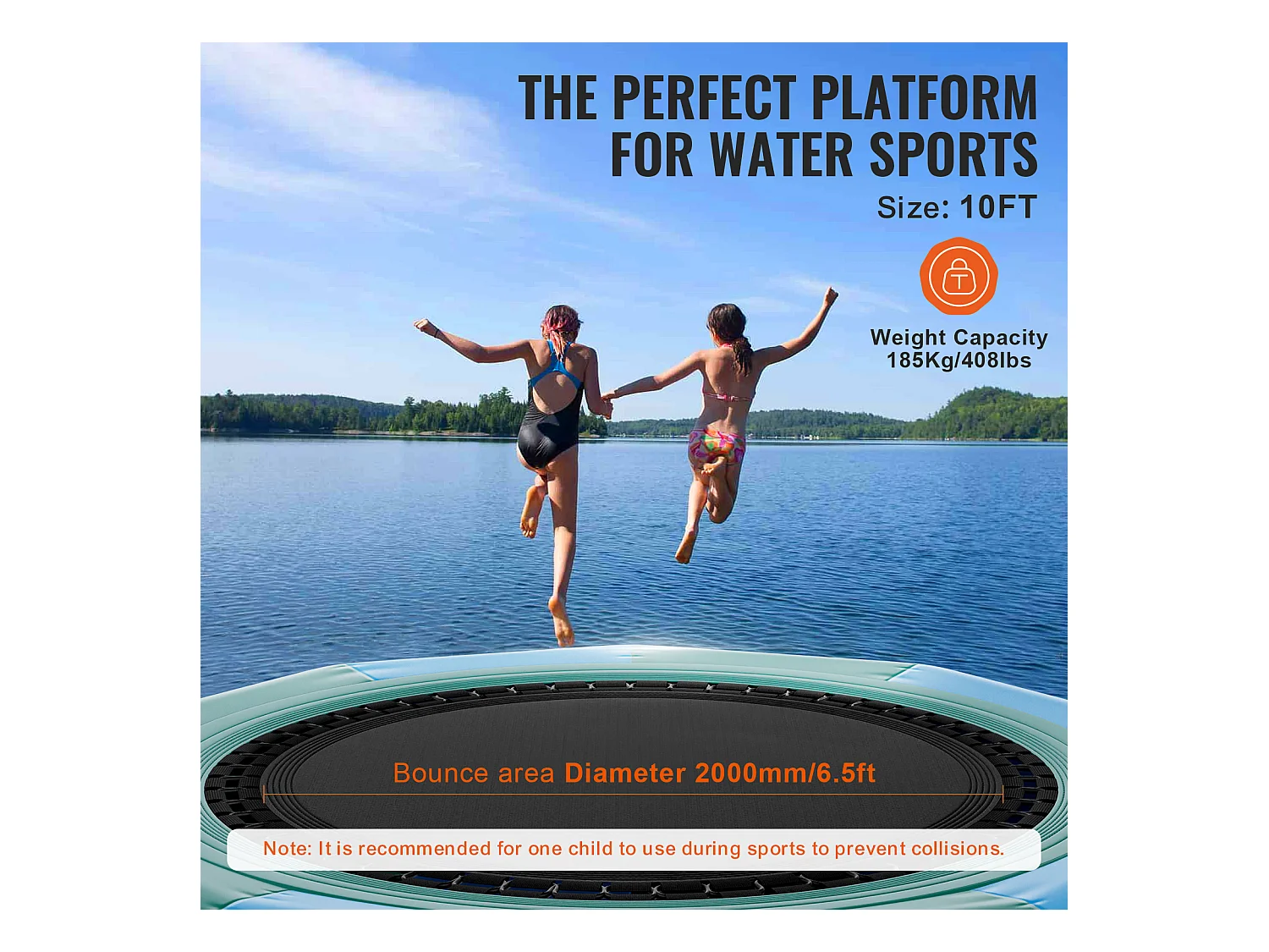 Trampoline Aquatique Gonflable SucceBuy, 310 cm, Plate-forme de Natation pour Piscine et Lac