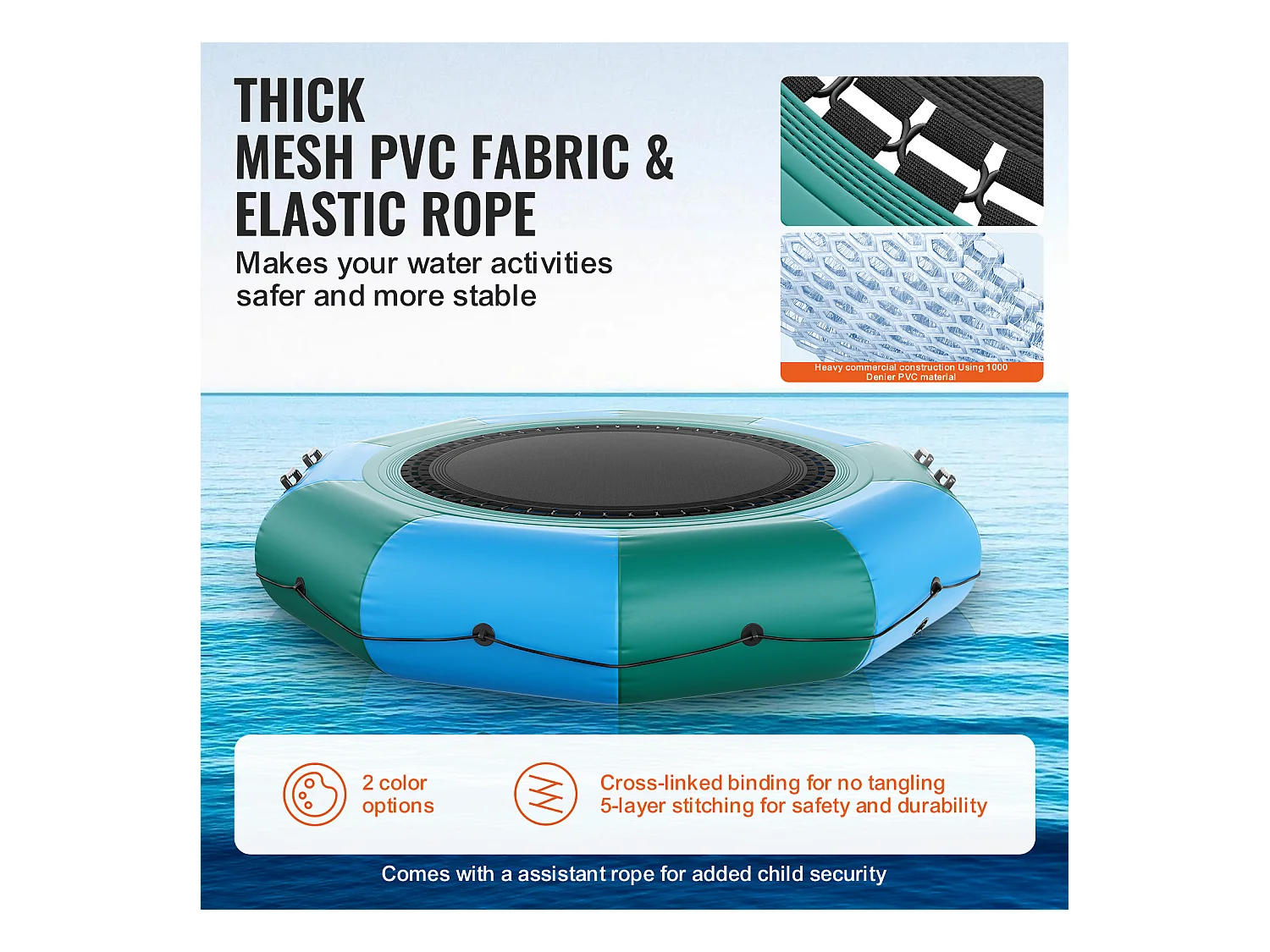 Trampoline Aquatique Gonflable SucceBuy, 310 cm, Plate-forme de Natation pour Piscine et Lac