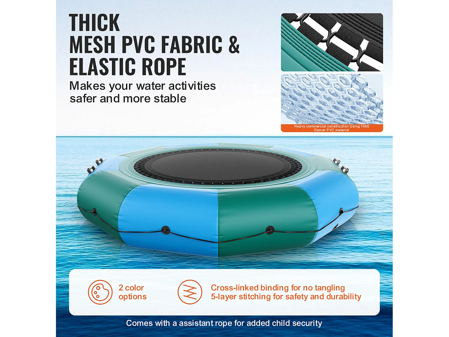 Trampoline Aquatique Gonflable SucceBuy, 310 cm, Plate-forme de Natation pour Piscine et Lac