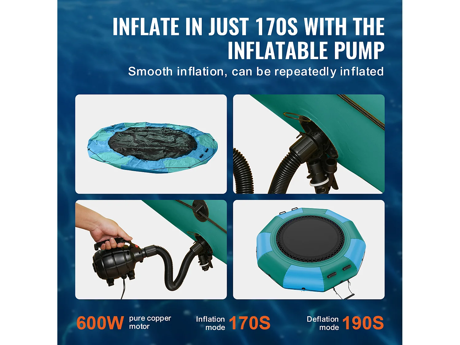 Trampoline Aquatique Gonflable SucceBuy, 310 cm, Plate-forme de Natation pour Piscine et Lac