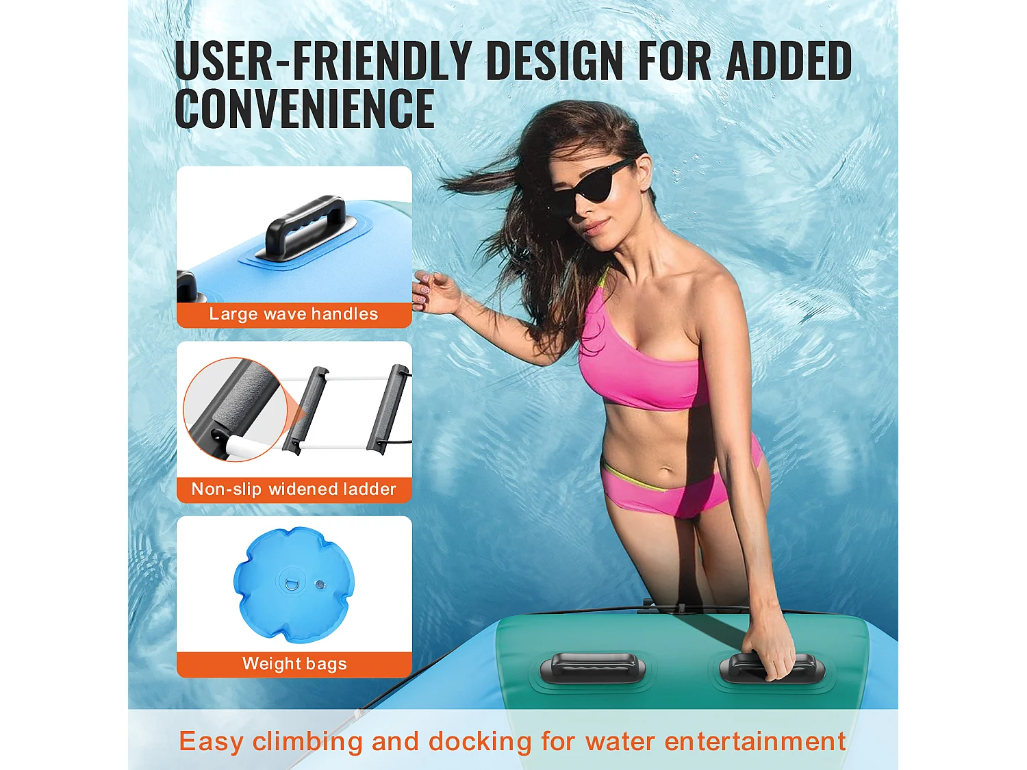 Trampoline Aquatique Gonflable SucceBuy, 310 cm, Plate-forme de Natation pour Piscine et Lac