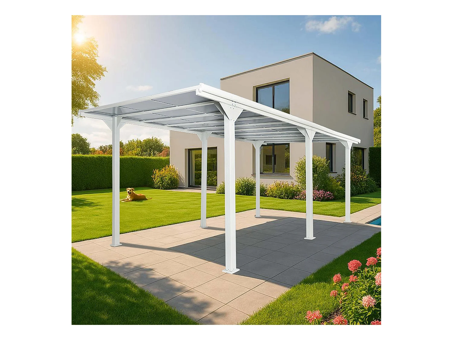 Alu-Carport MCW-O23, Weiß