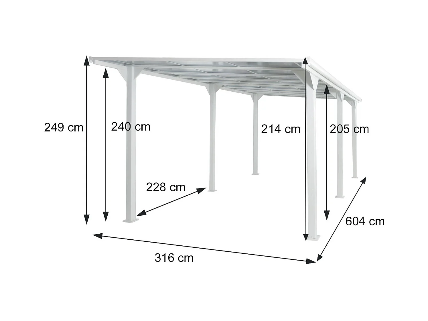 Alu-Carport MCW-O23, Weiß