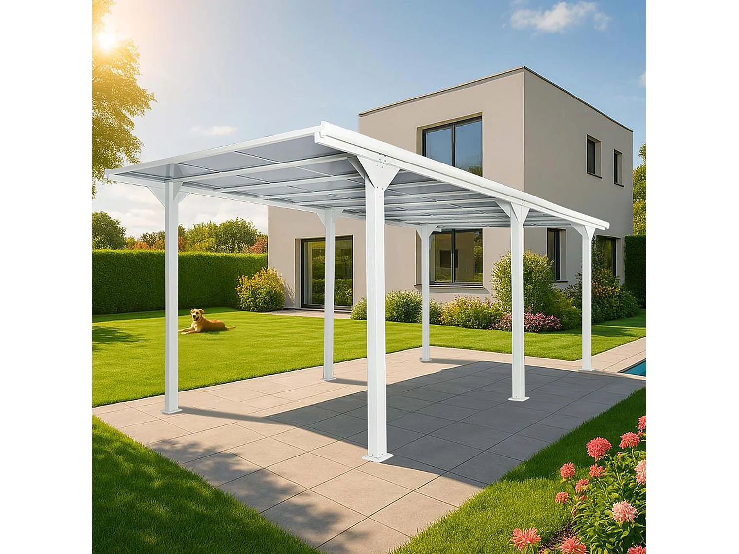 Alu-Carport MCW-O23, Weiß