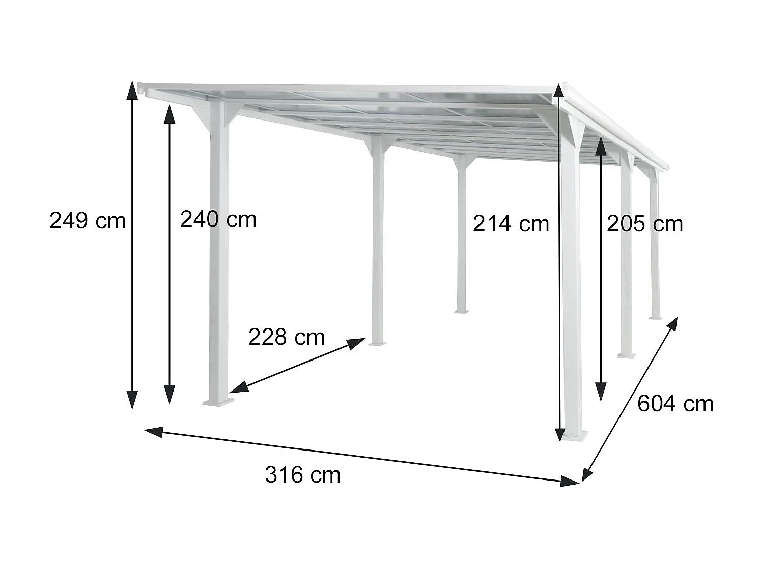 Alu-Carport MCW-O23, Weiß