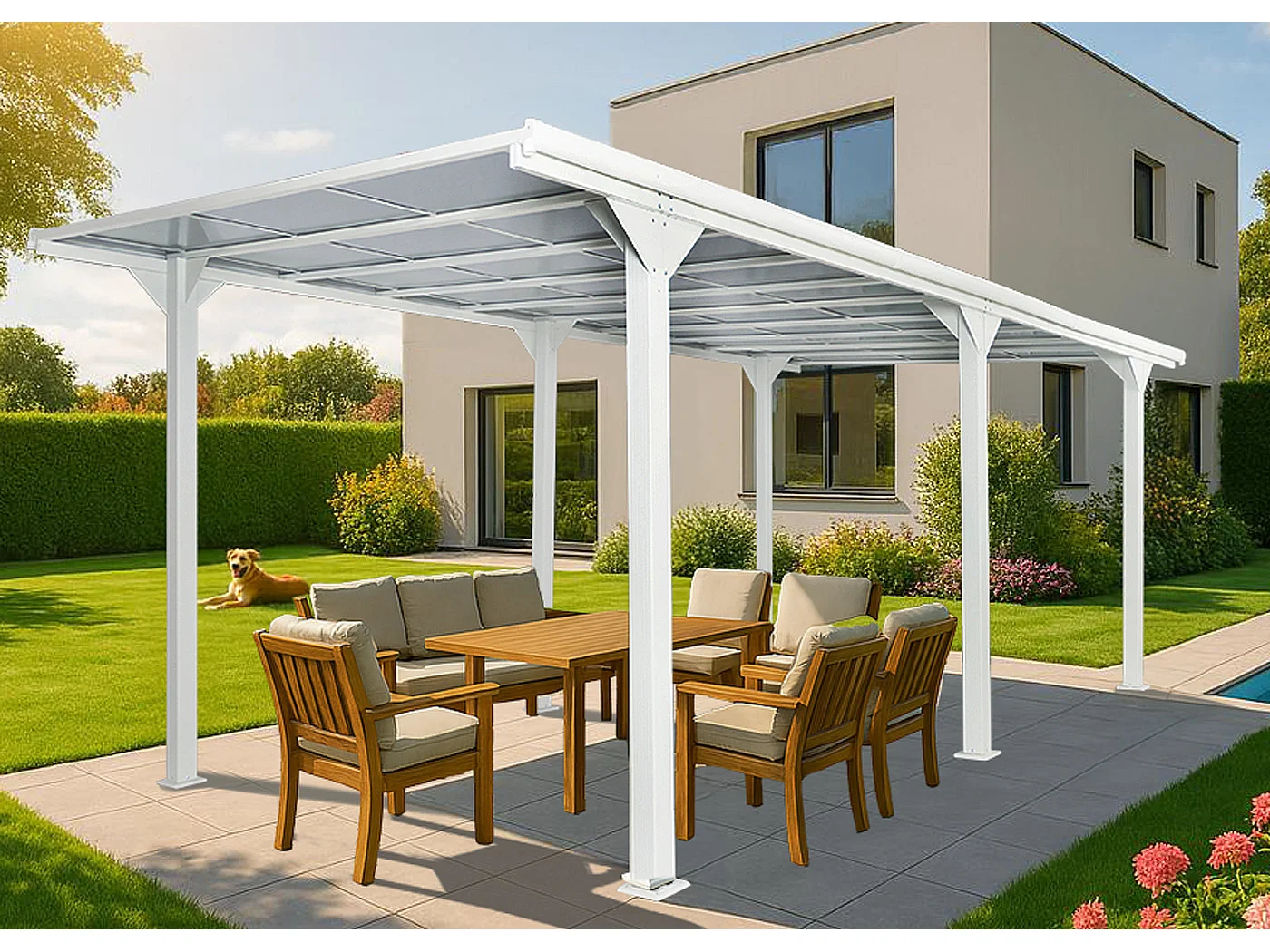 Alu-Carport MCW-O23, Weiß