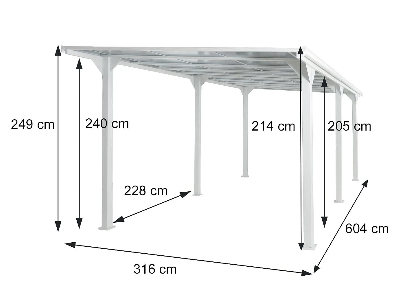 Alu-Carport MCW-O23, Weiß