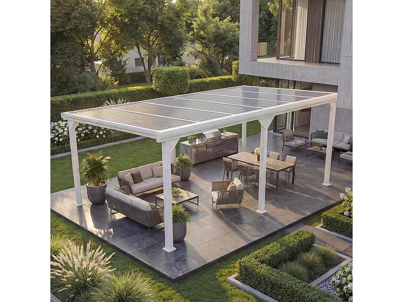 Aluminiowa wiata garażowa MCW-O23,  biała