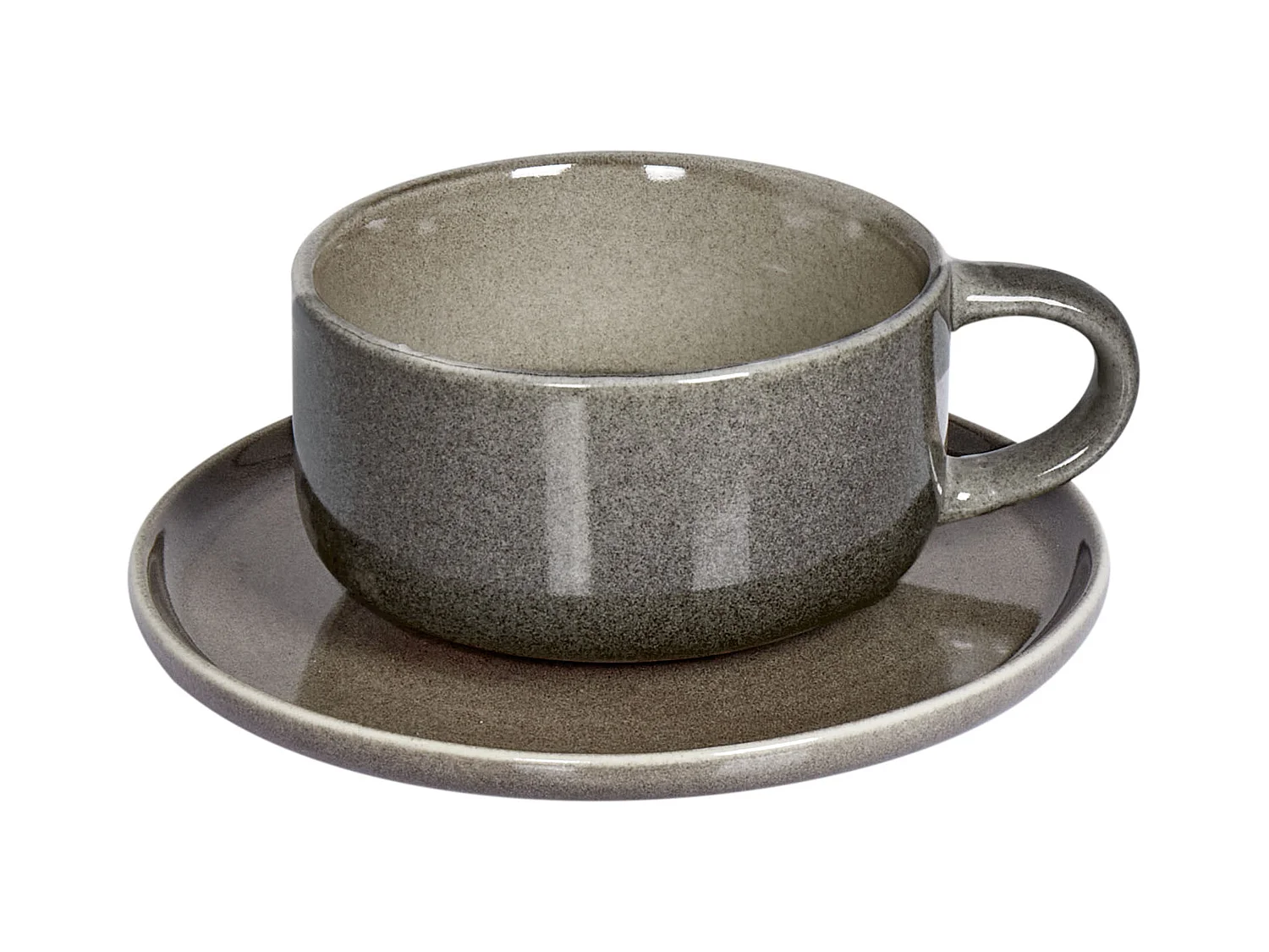 Lot de 8 tasses avec soucoupes COSTMARY Grès Gris