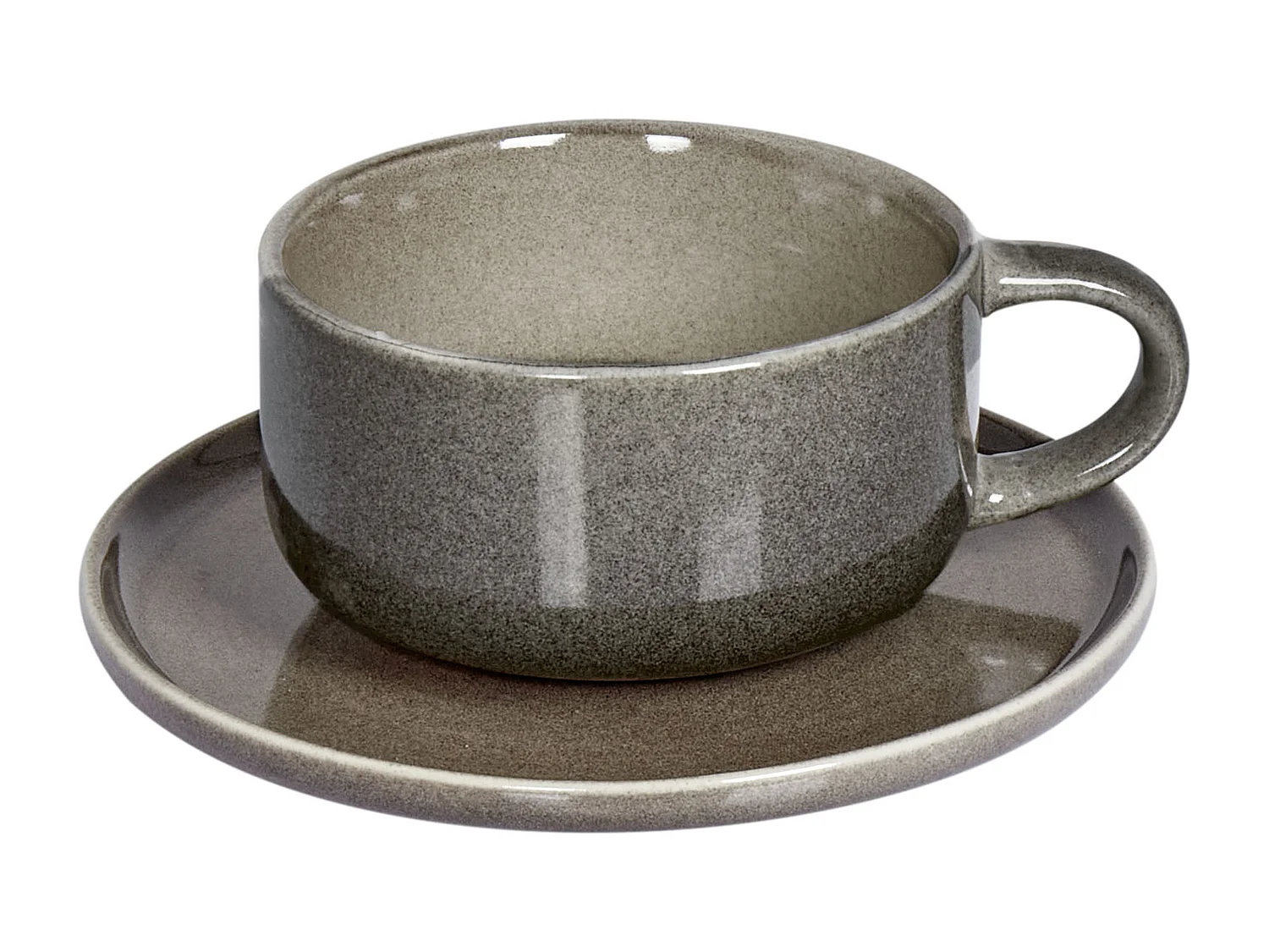 Lot de 8 tasses avec soucoupes COSTMARY Grès Gris
