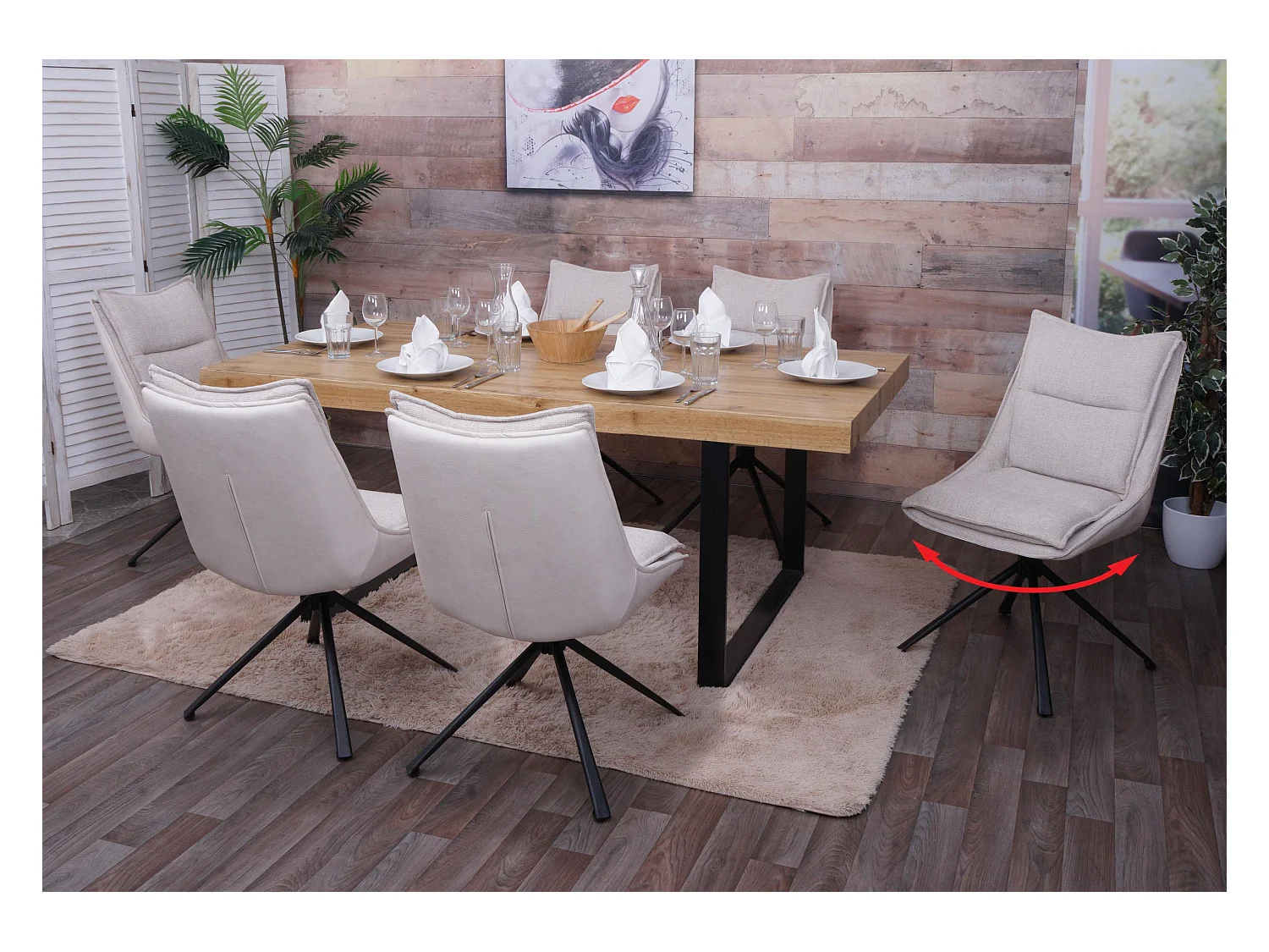 Esszimmerstuhl MCW-N71 (6er-Set), Creme-beige