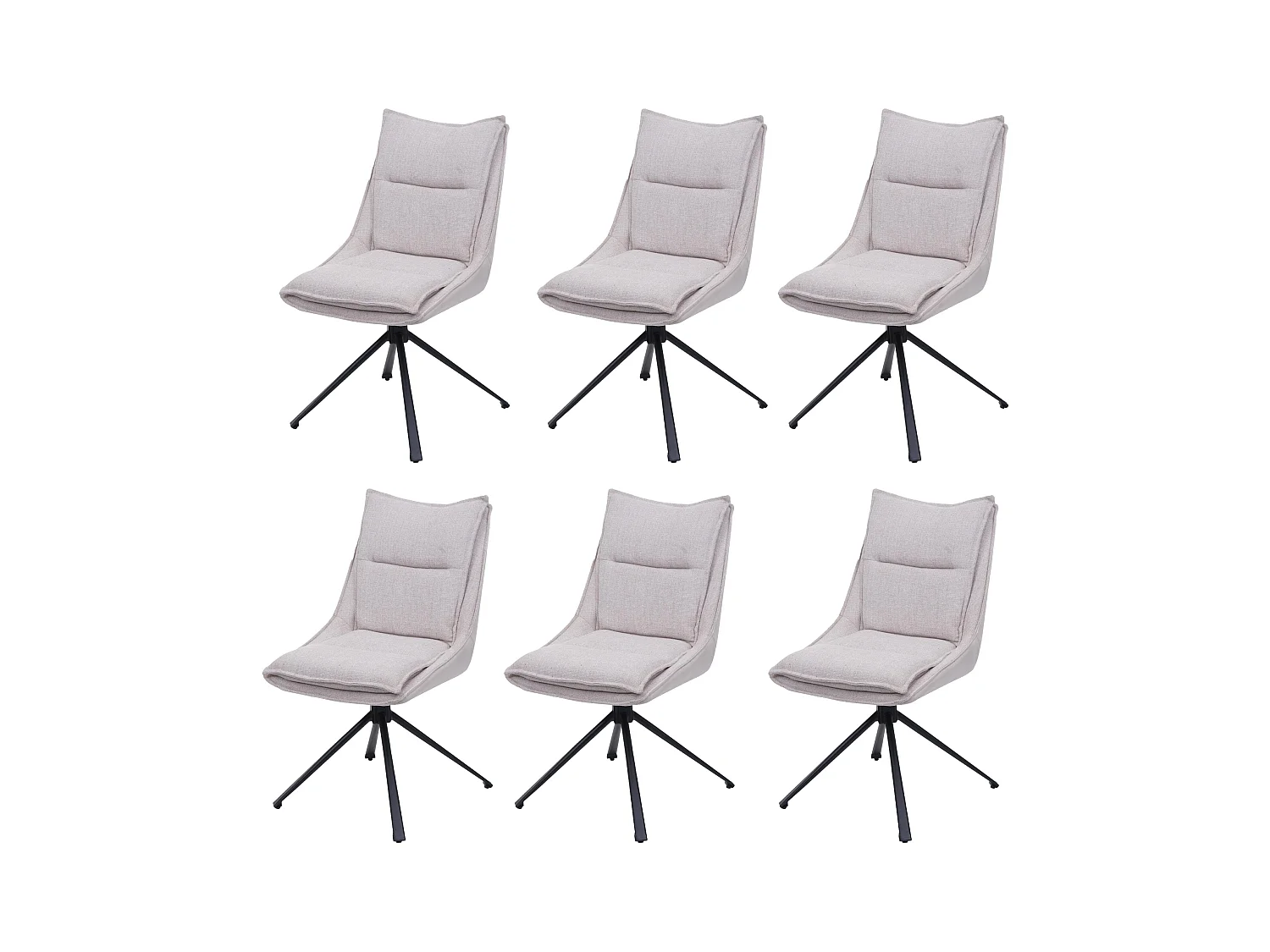 Esszimmerstuhl MCW-N71 (6er-Set), Creme-beige