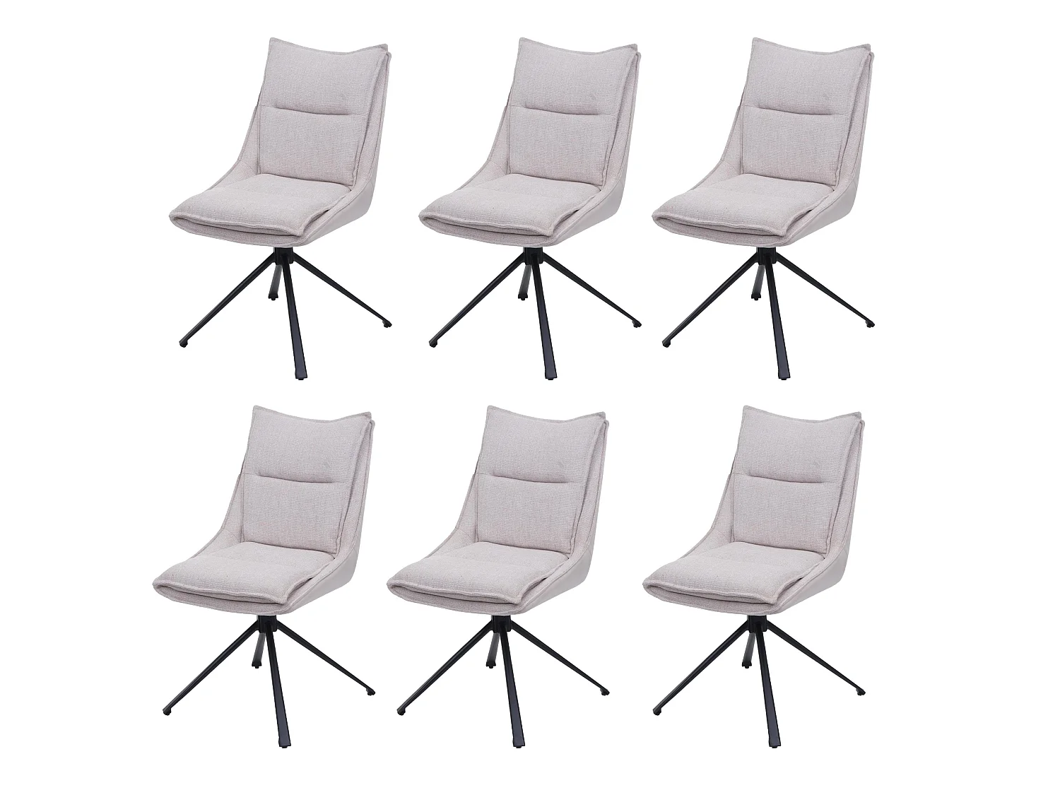 Esszimmerstuhl MCW-N71 (6er-Set), Creme-beige
