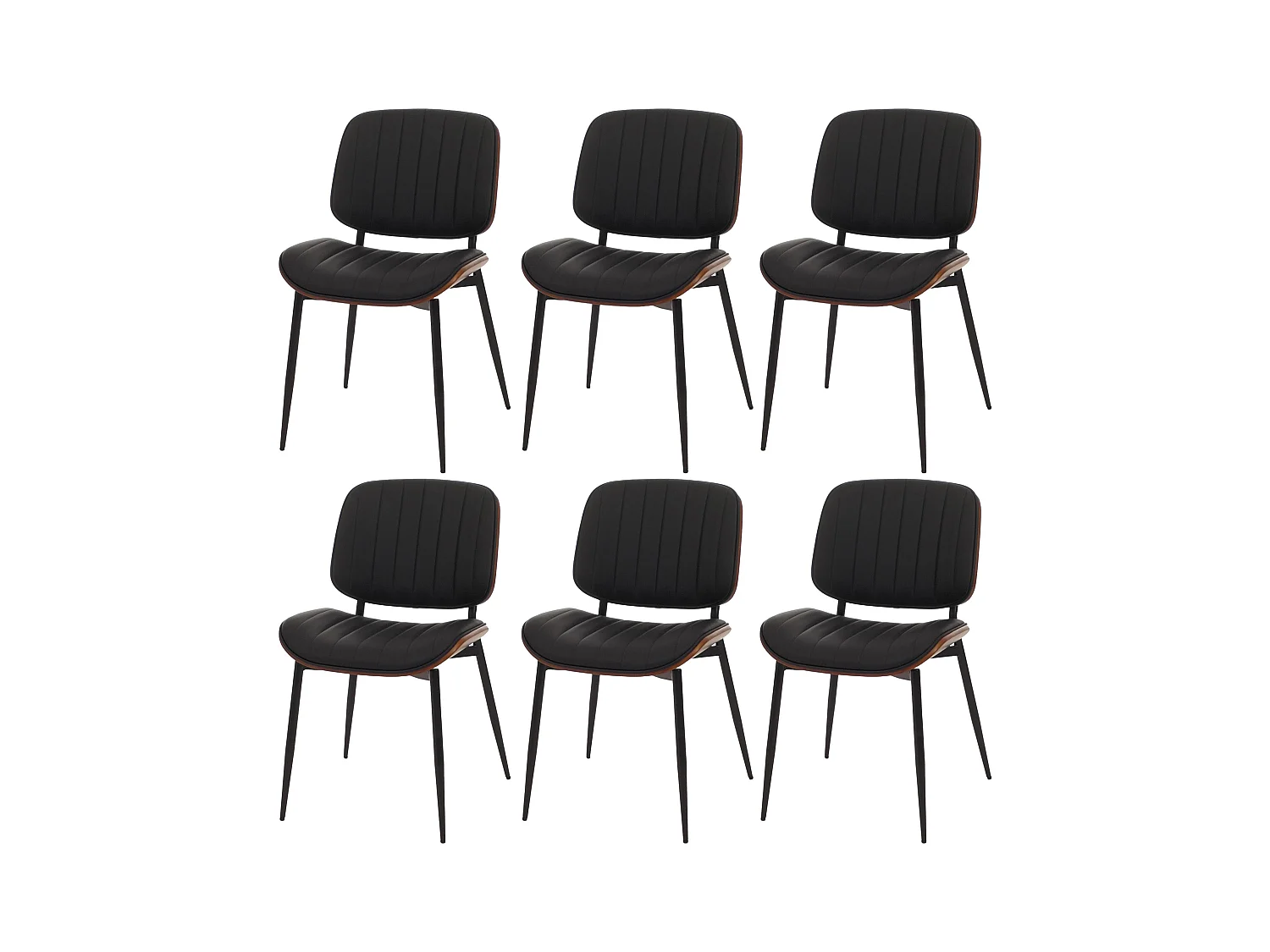 Chaise de salle à manger MCW-O44 (lot de 6),  aspect noyer, noir