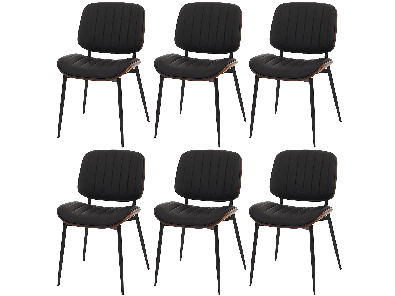 Chaise de salle à manger MCW-O44 (lot de 6),  aspect noyer, noir