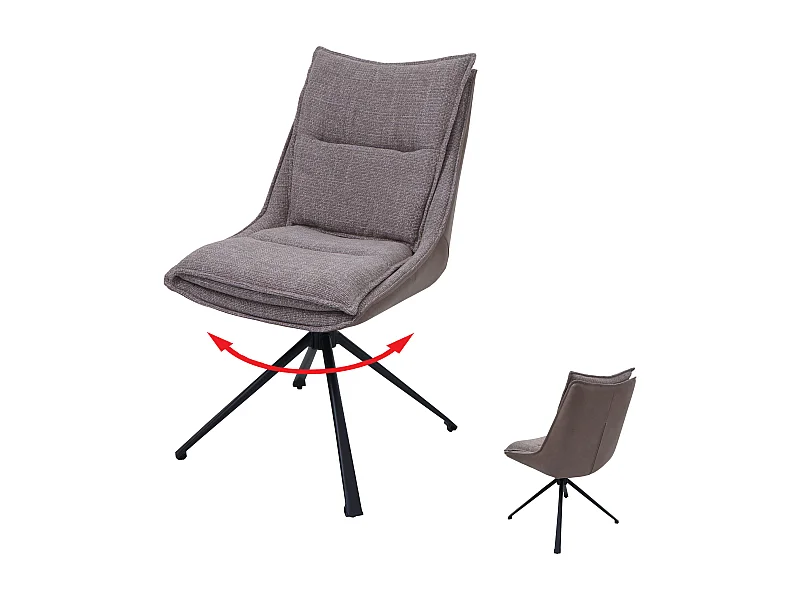 Sedia pranzo MCW-N71, cucina, posizionamento automatico girevole, stoffa/tessuto (420g/m²) Oeko-Tex ~ beige