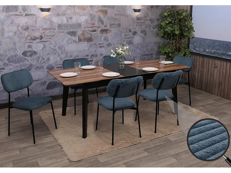 Silla de comedor MCW-O26 (juego de 6),  azul