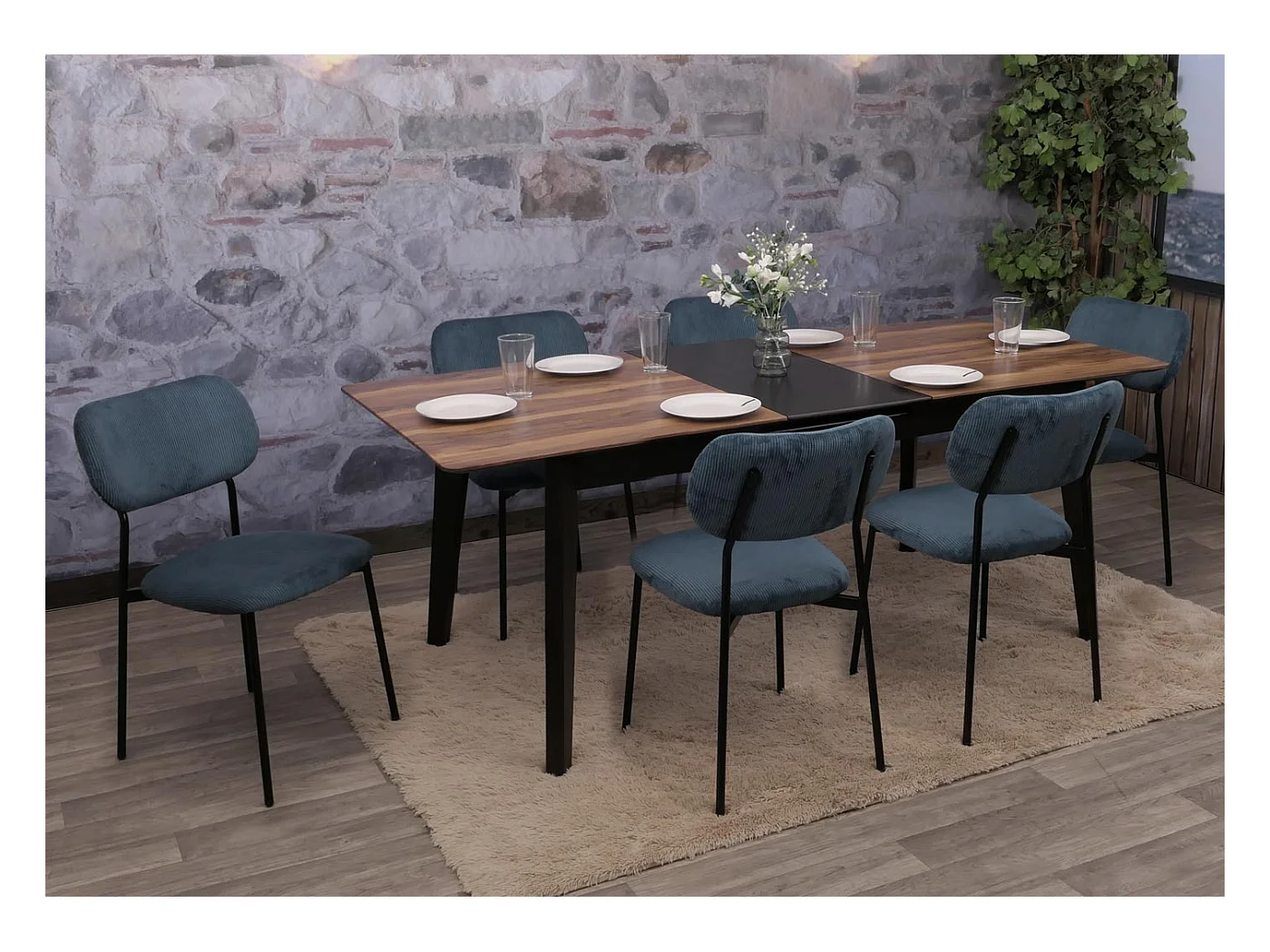 Chaise de salle à manger MCW-O26 (lot de 6),  bleu