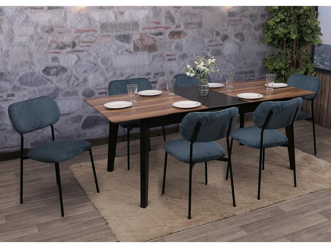 Chaise de salle à manger MCW-O26 (lot de 6),  bleu