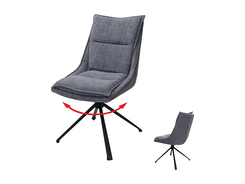 Sedia pranzo MCW-N71, cucina, posizionamento automatico girevole, stoffa/tessuto (420g/m²) Oeko-Tex ~ grigio