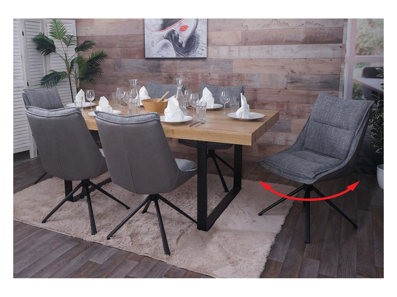 Esszimmerstuhl MCW-N71 (6er-Set), Grau