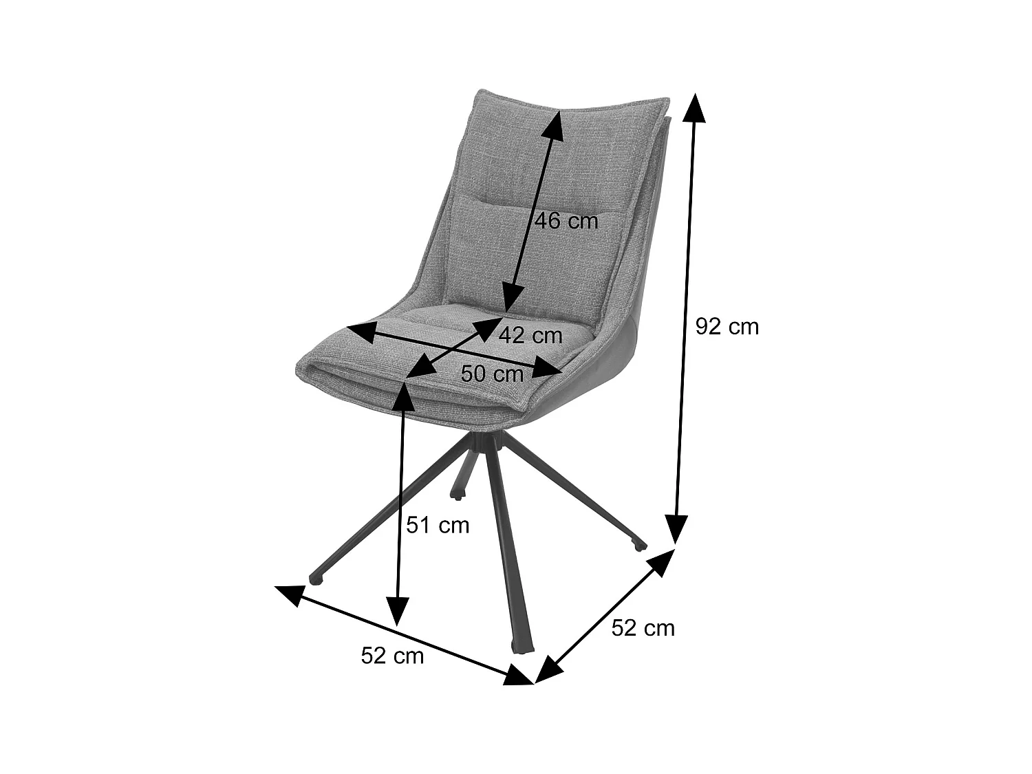 Esszimmerstuhl MCW-N71 (6er-Set), Grau