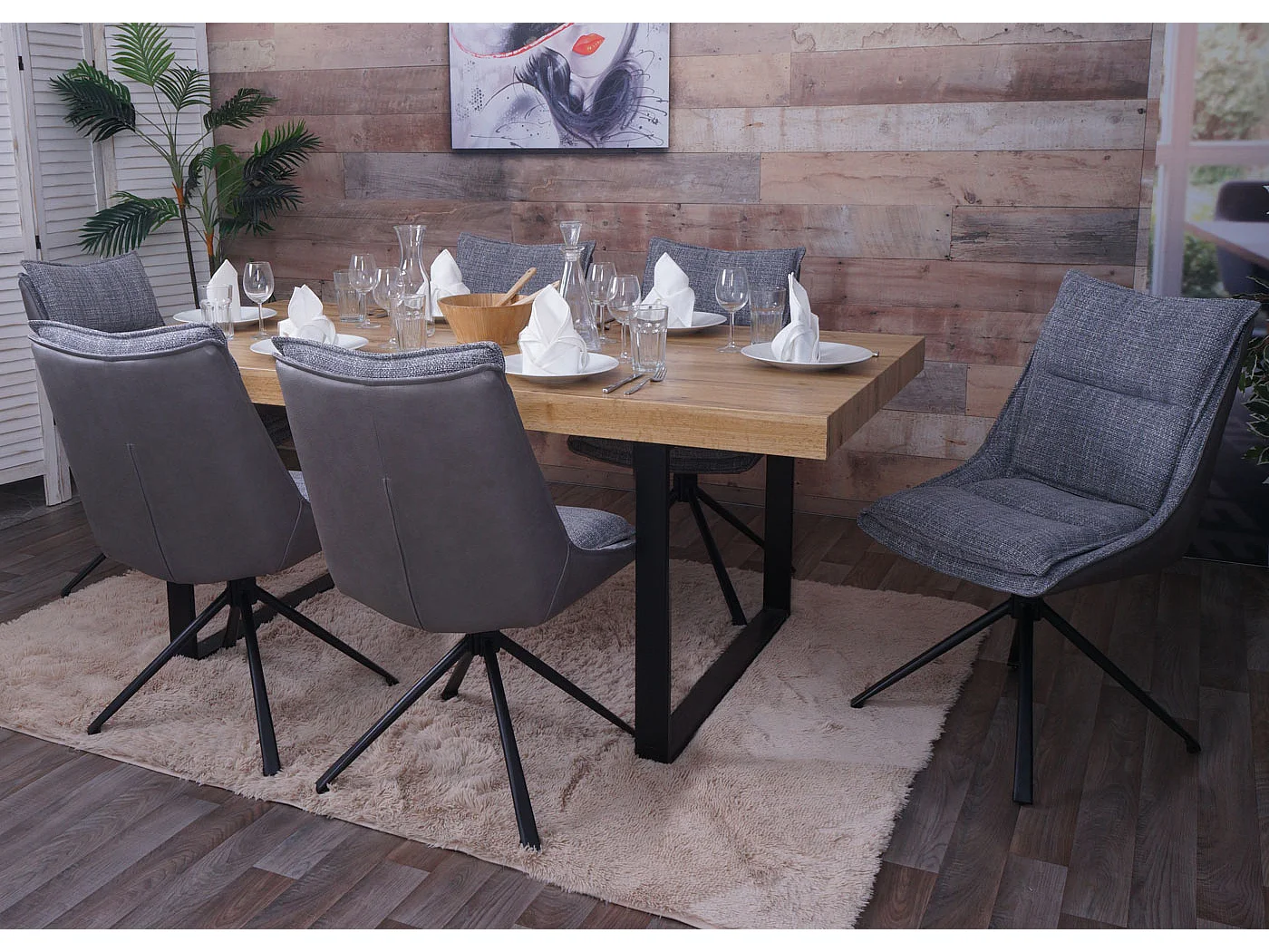 Esszimmerstuhl MCW-N71 (6er-Set), Grau