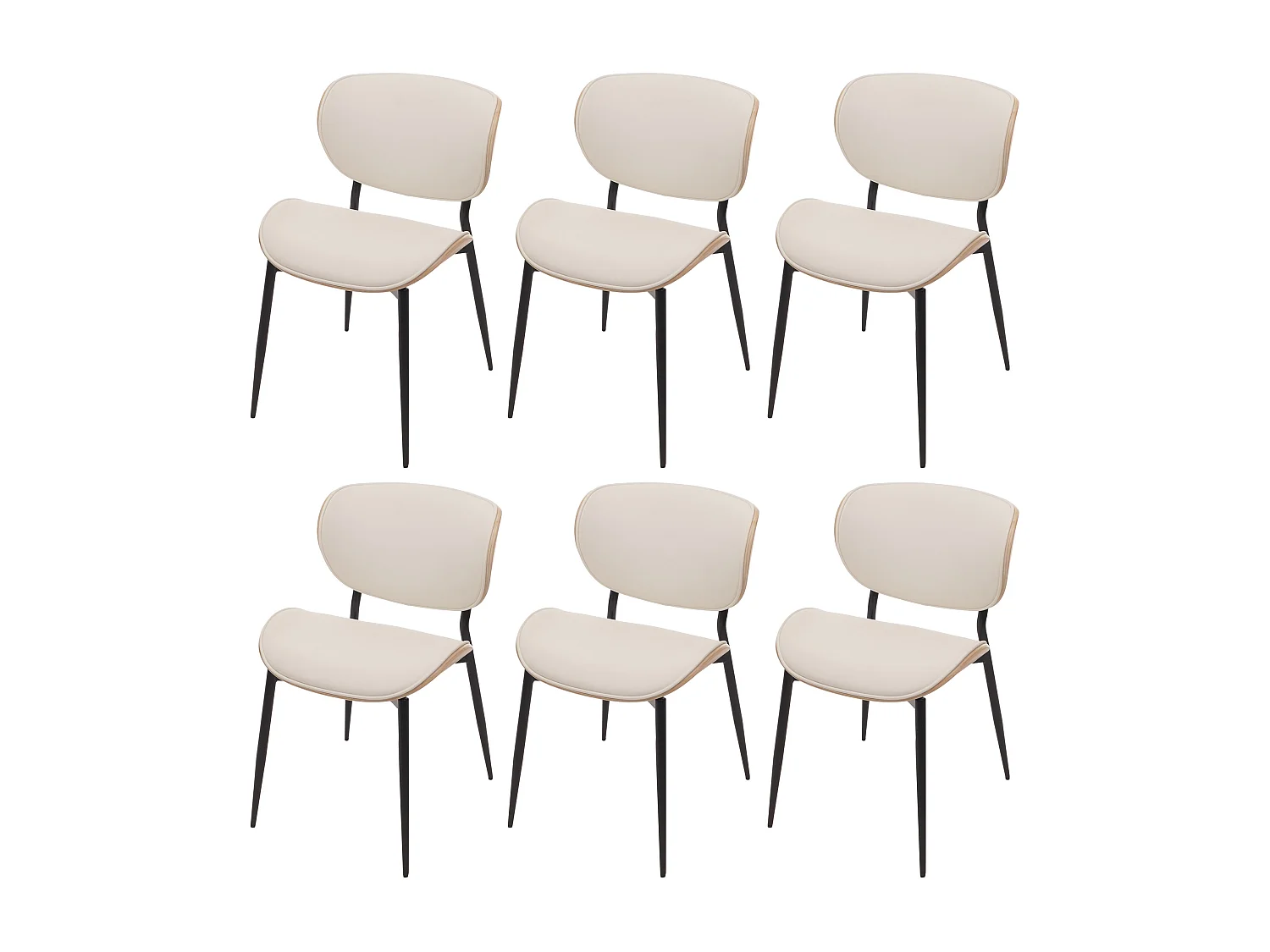 Chaise de salle à manger MCW-O45 (lot de 6),  naturel, blanc