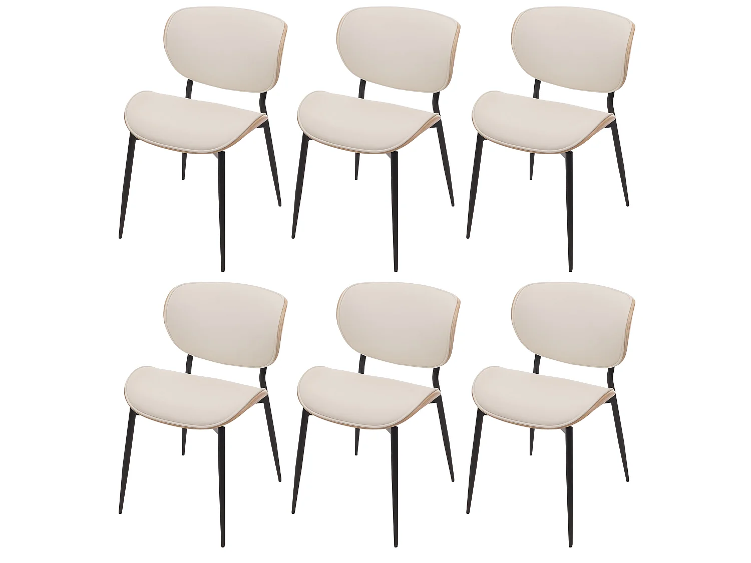 Chaise de salle à manger MCW-O45 (lot de 6),  naturel, blanc