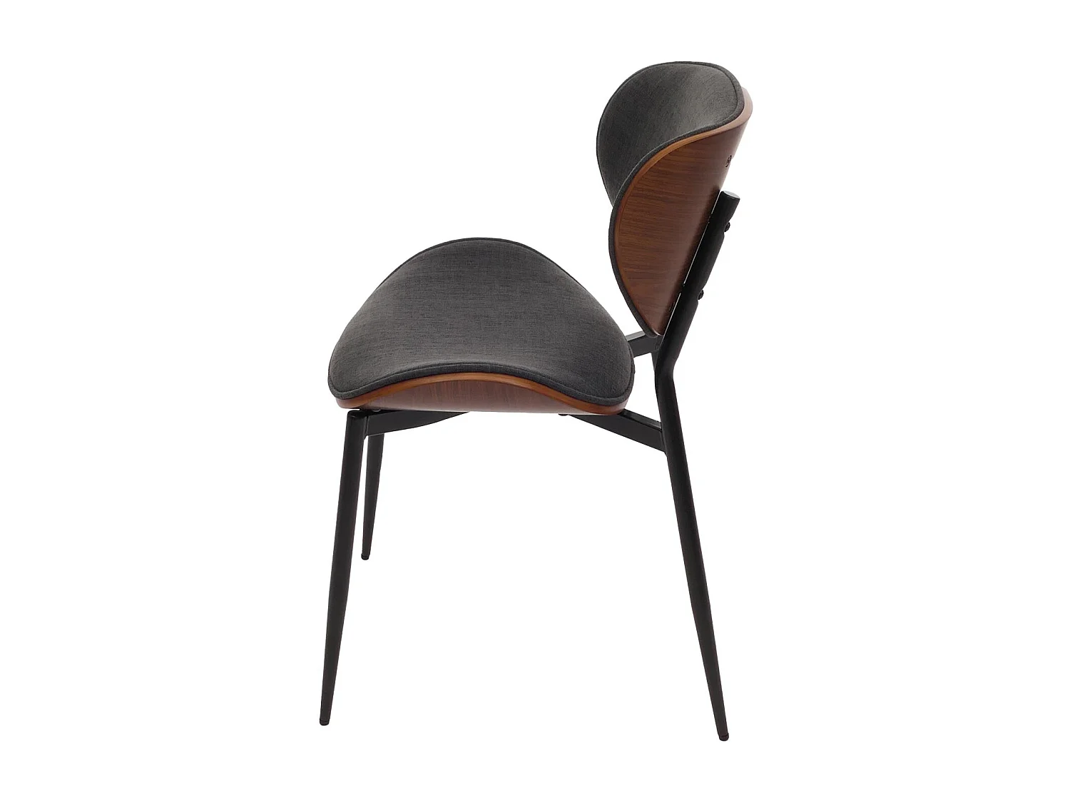 Silla de comedor MCW-O45 (juego de 6),  aspecto nogal, gris oscuro